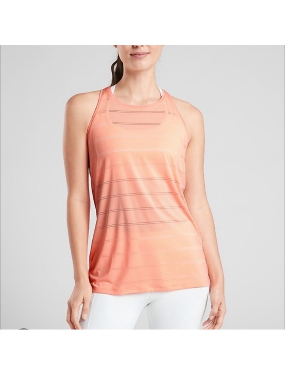 Athleta High Neck Chi Double Stripe Tank - Coral
